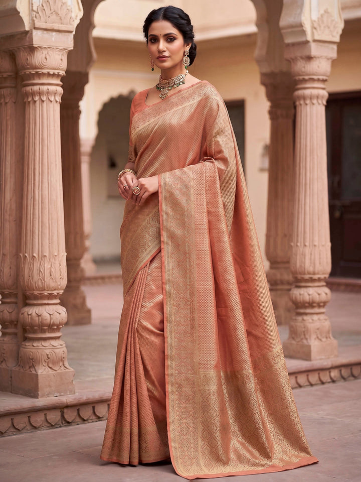Orange Woven Design Art Silk Kanjivaram Saree