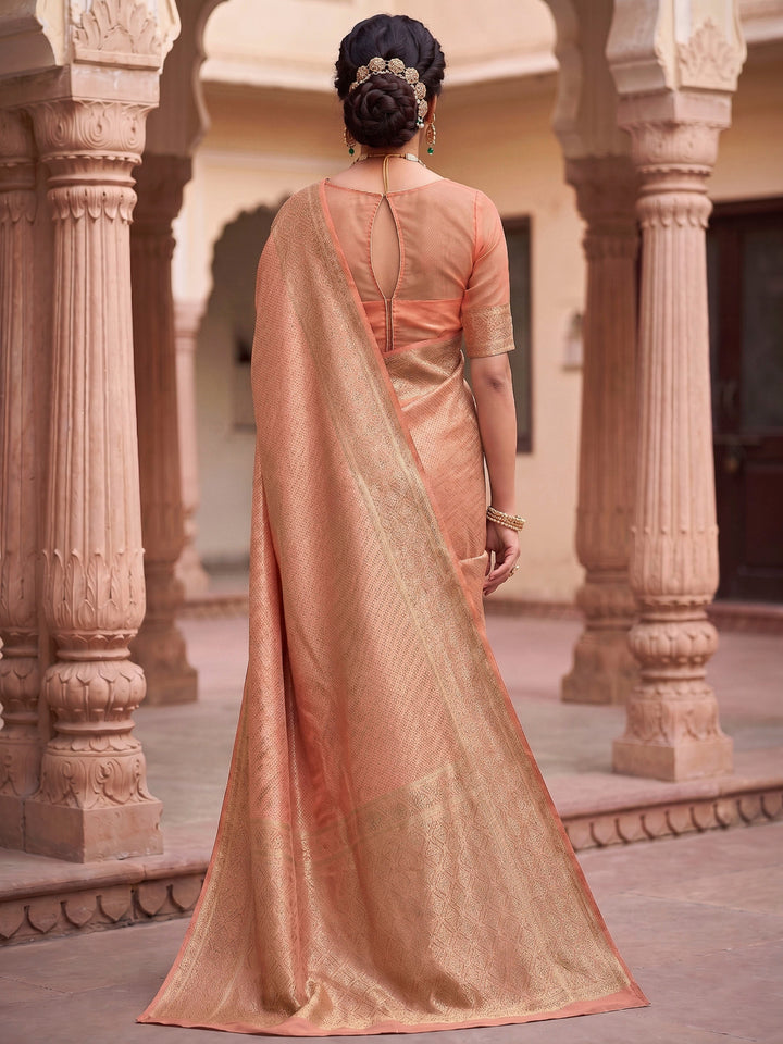 Orange Woven Design Art Silk Kanjivaram Saree