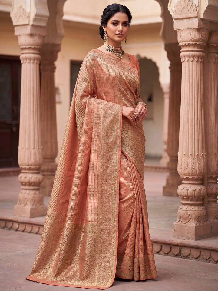 Orange Woven Design Art Silk Kanjivaram Saree
