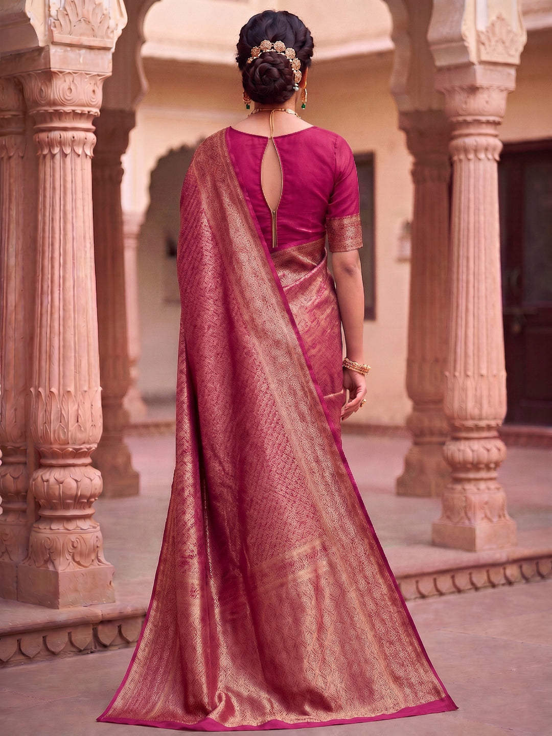 Pink Woven Design Art Silk Kanjivaram Saree
