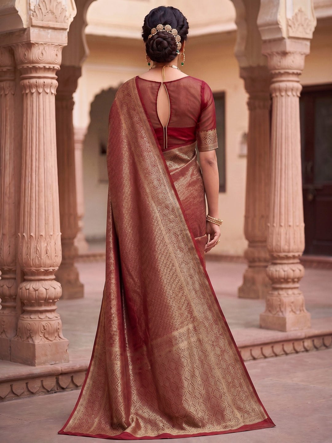 Red Woven Design Art Silk Kanjivaram Saree