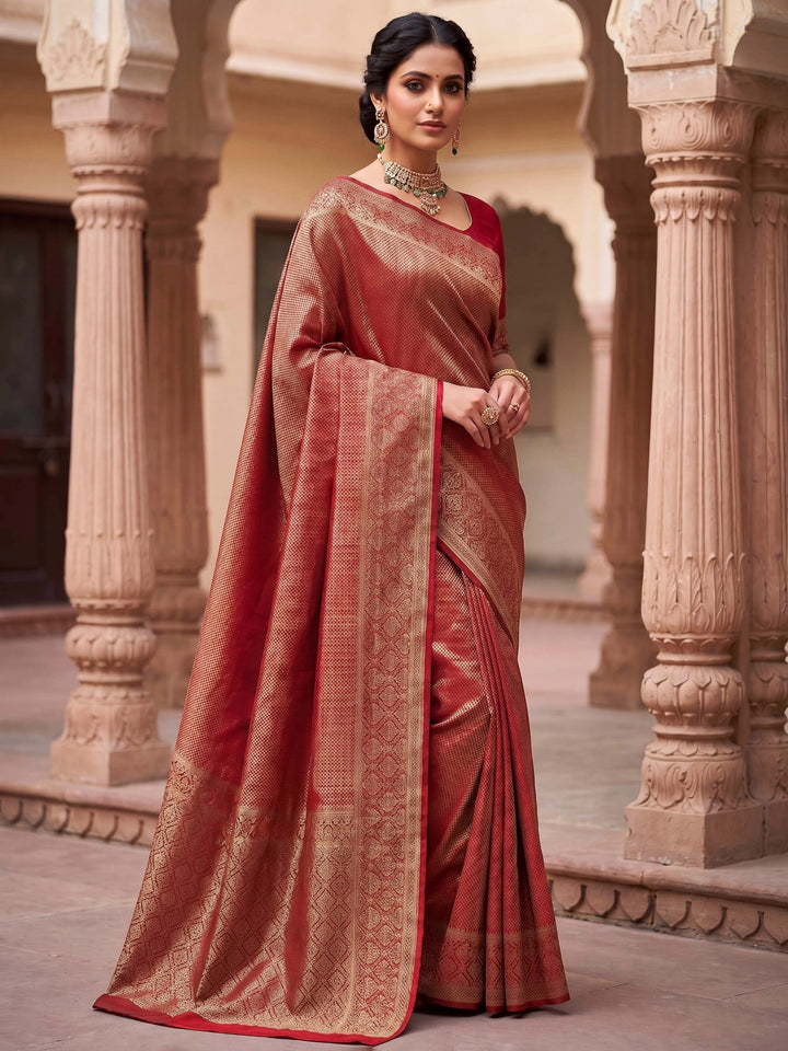 Red Woven Design Art Silk Kanjivaram Saree