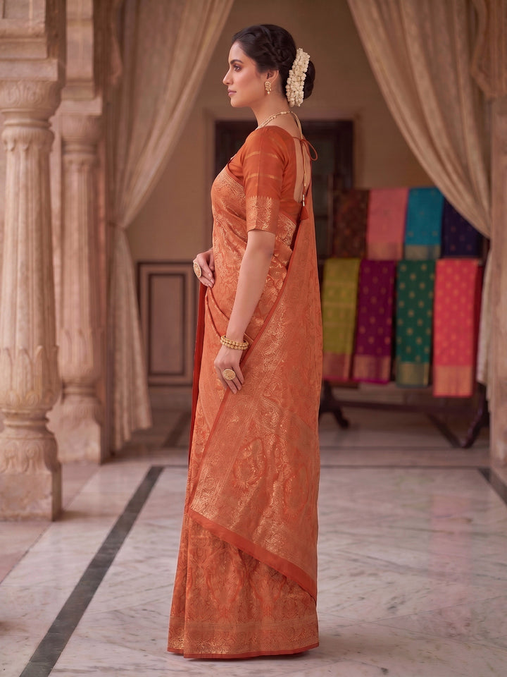 Orange Woven Design Art Silk Kanjivaram Saree