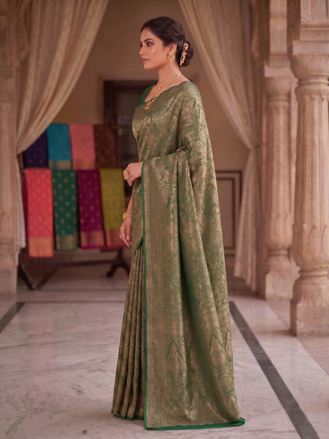 Green Woven Design Art Silk Kanjivaram Saree