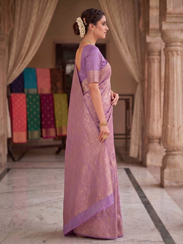 Lavender Woven Design Art Silk Kanjivaram Saree