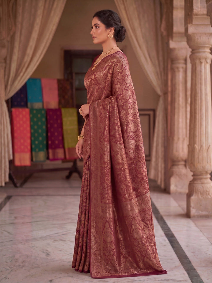 Maroon Woven Design Art Silk Kanjivaram Saree