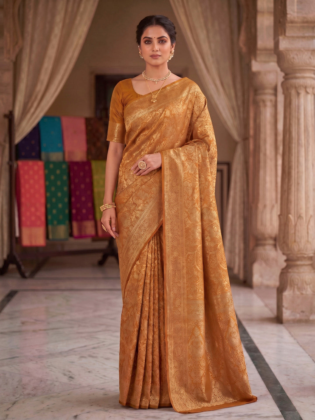Yellow Woven Design Art Silk Kanjivaram Saree