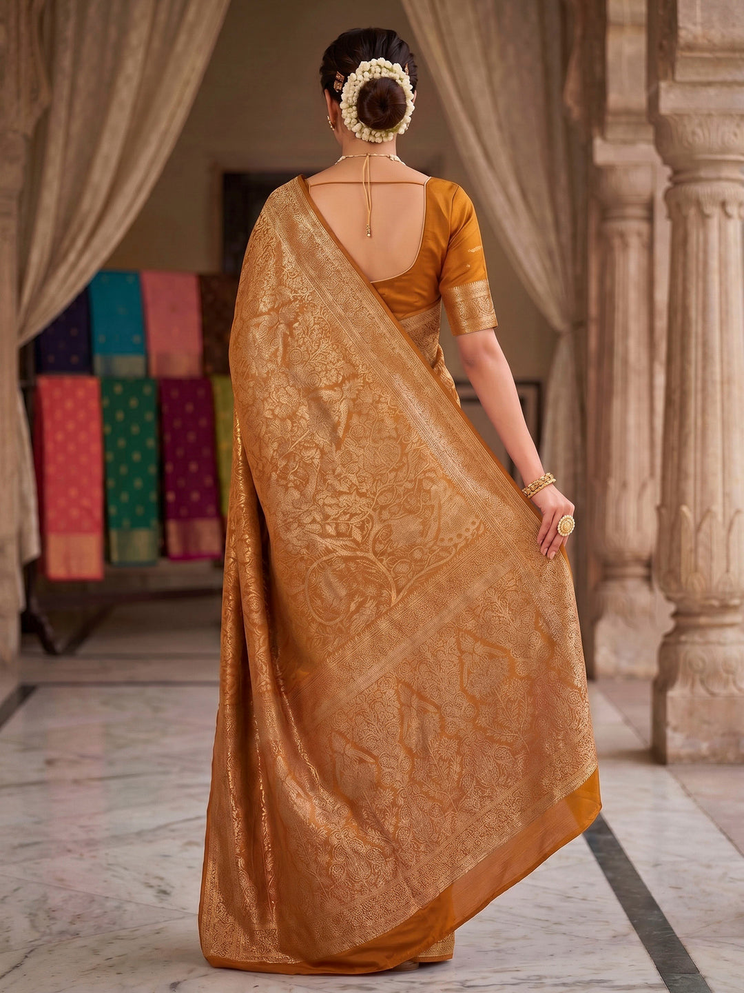 Yellow Woven Design Art Silk Kanjivaram Saree