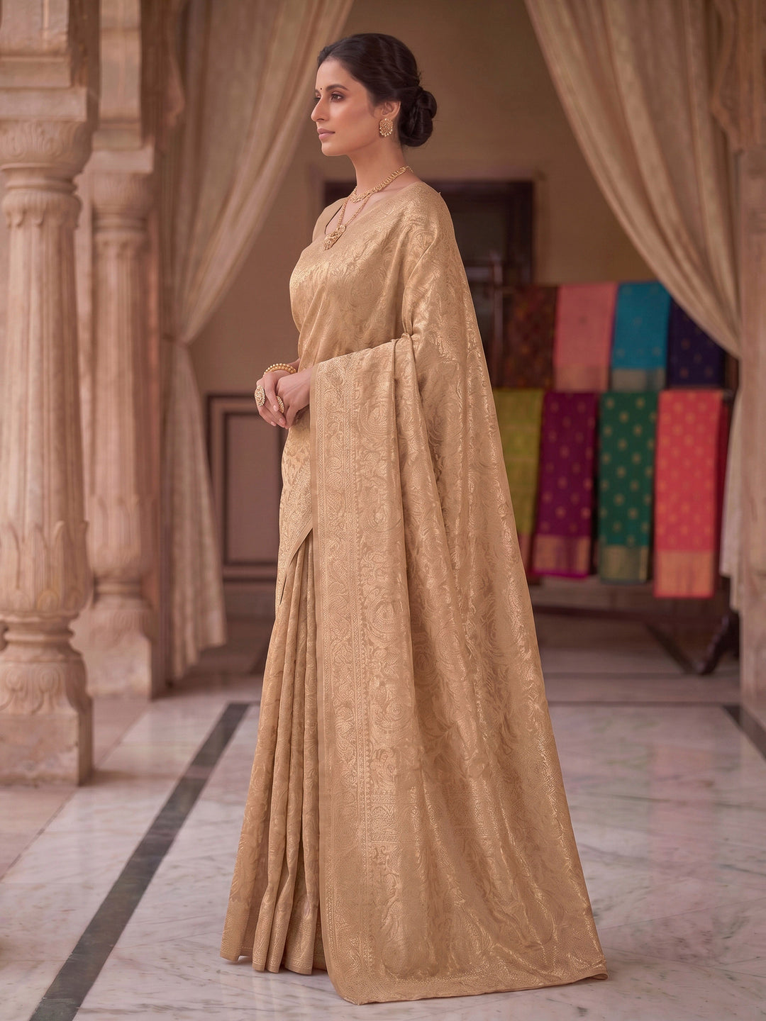 Off White Woven Design Art Silk Kanjivaram Saree