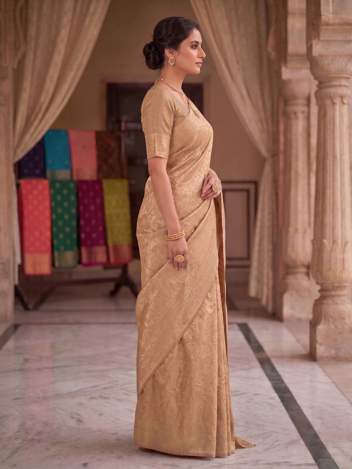 Off White Woven Design Art Silk Kanjivaram Saree