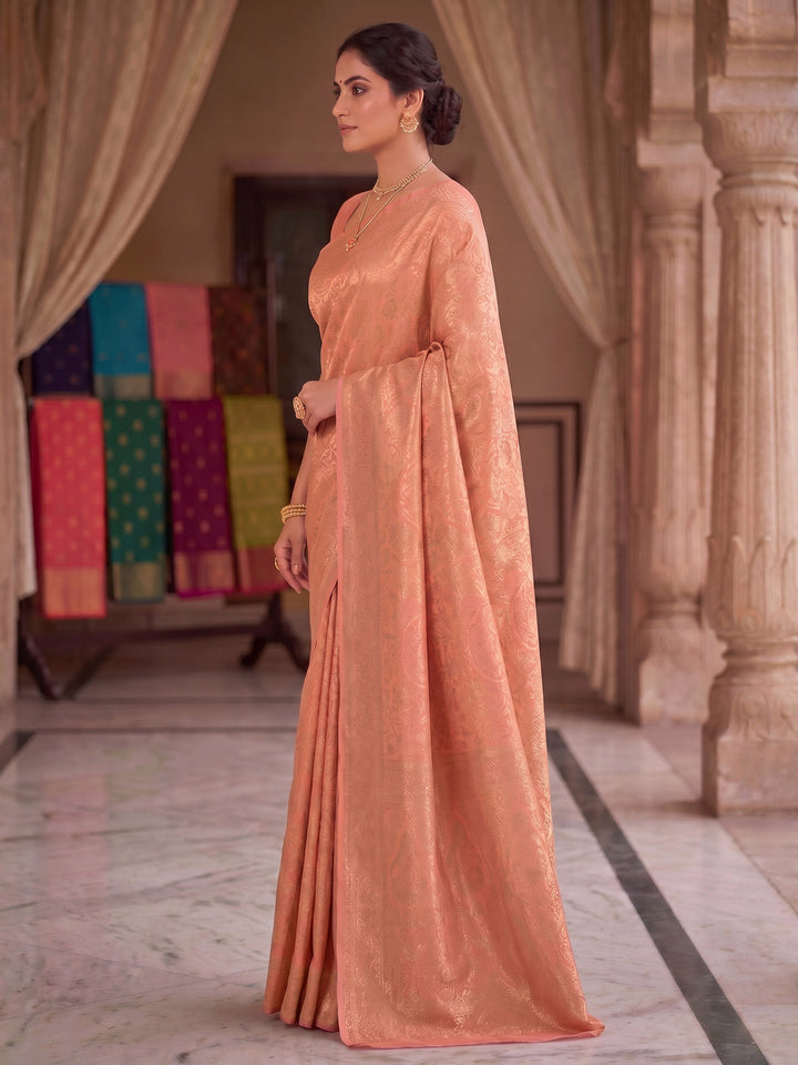 Orange Woven Design Art Silk Kanjivaram Saree