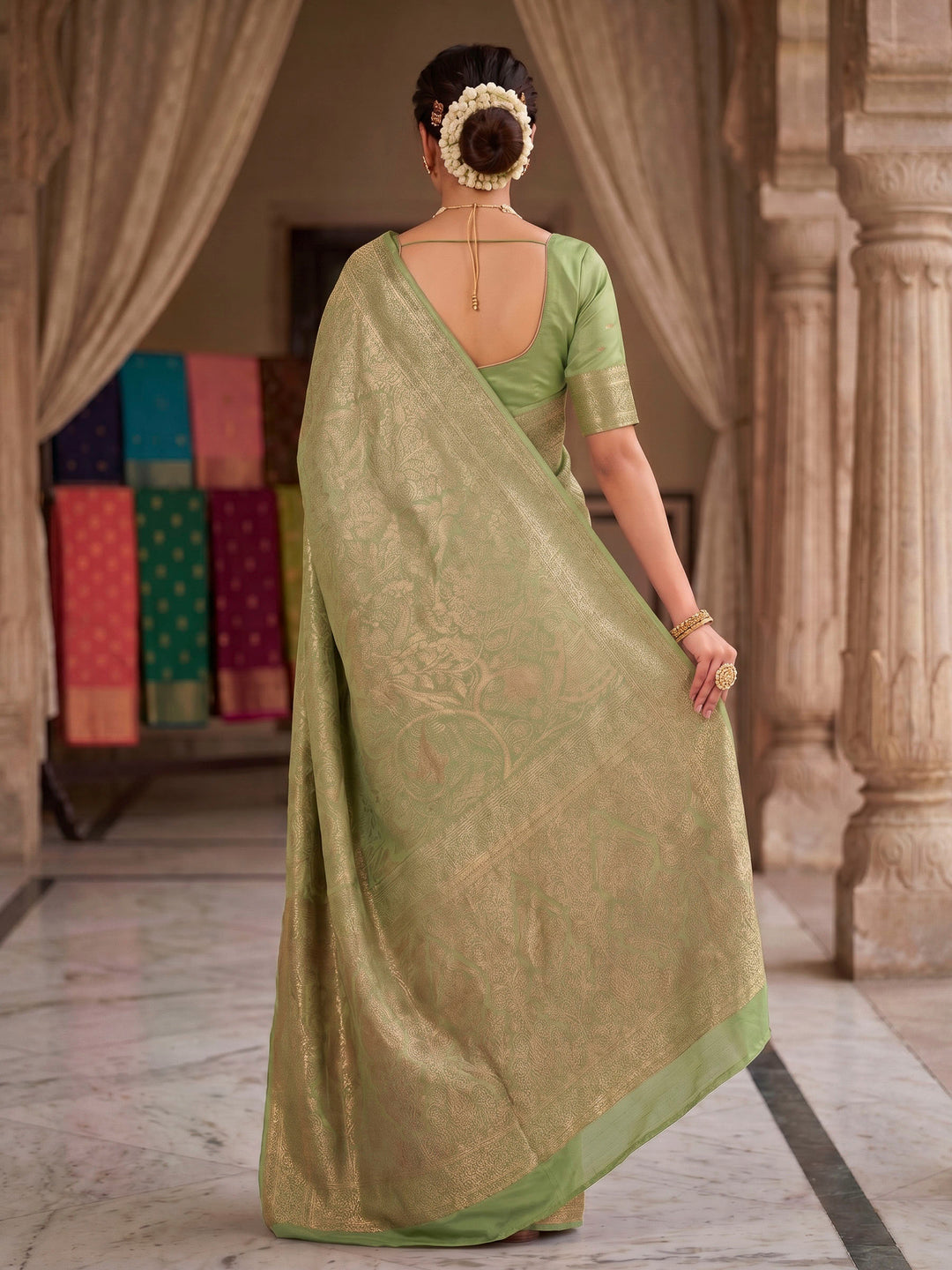 Light Green Woven Design Art Silk Kanjivaram Saree
