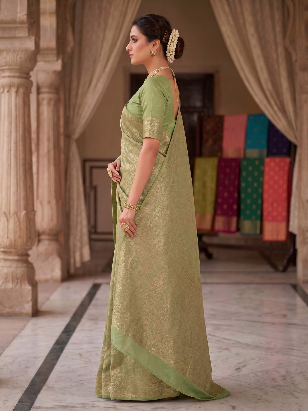 Light Green Woven Design Art Silk Kanjivaram Saree
