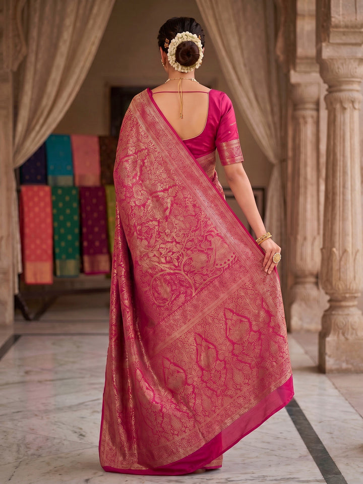 Pink Woven Design Art Silk Kanjivaram Saree