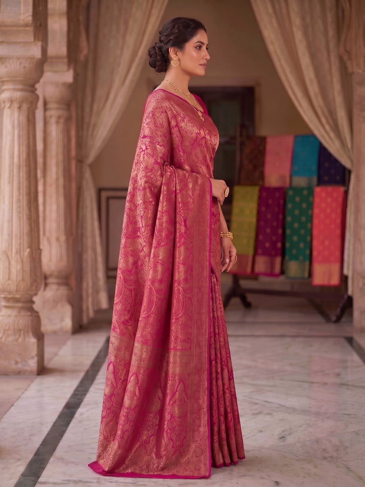 Pink Woven Design Art Silk Kanjivaram Saree