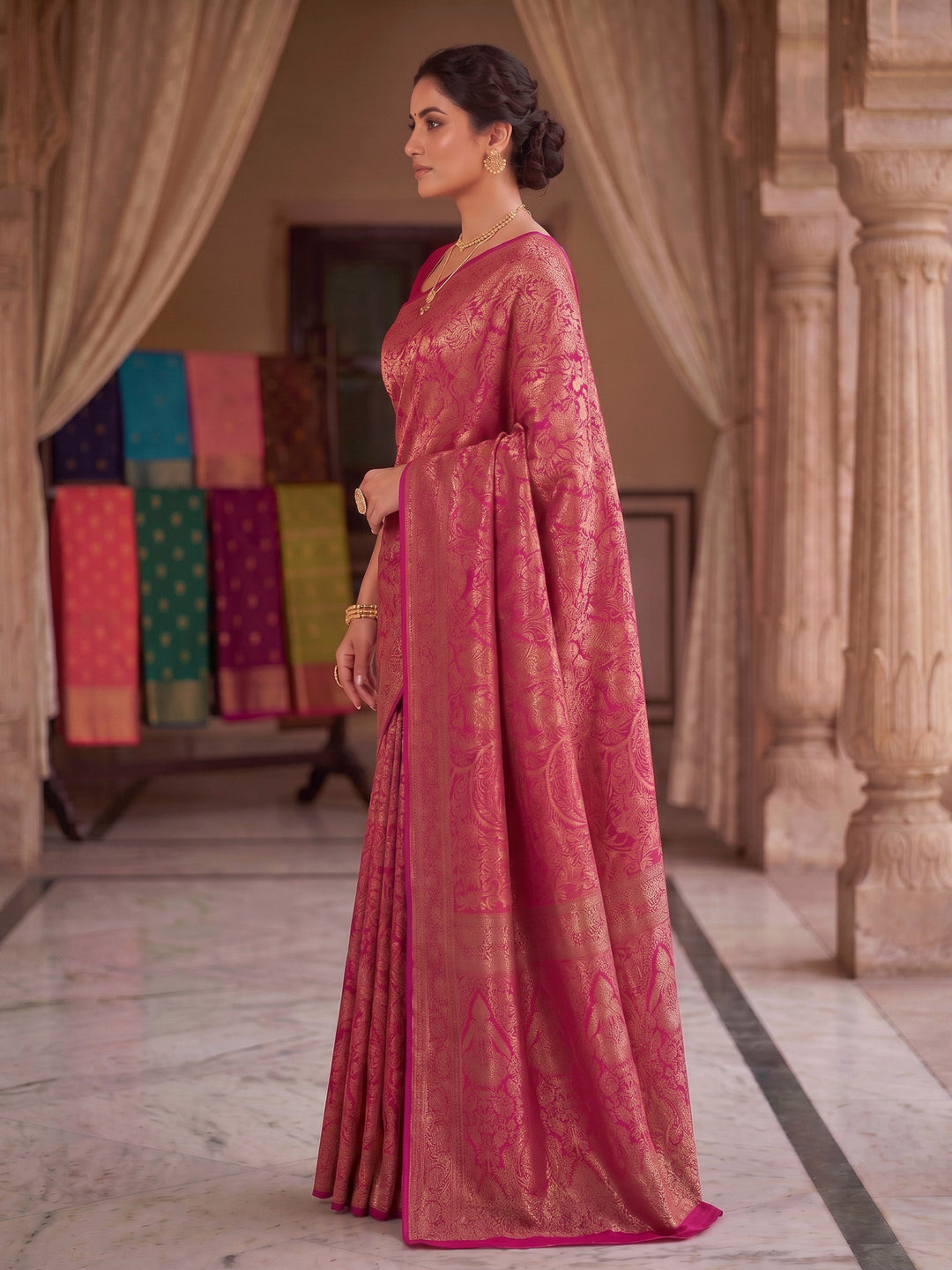 Pink Woven Design Art Silk Kanjivaram Saree