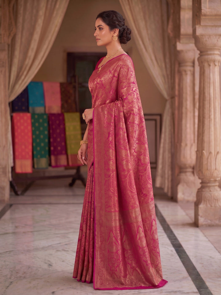 Pink Woven Design Art Silk Kanjivaram Saree