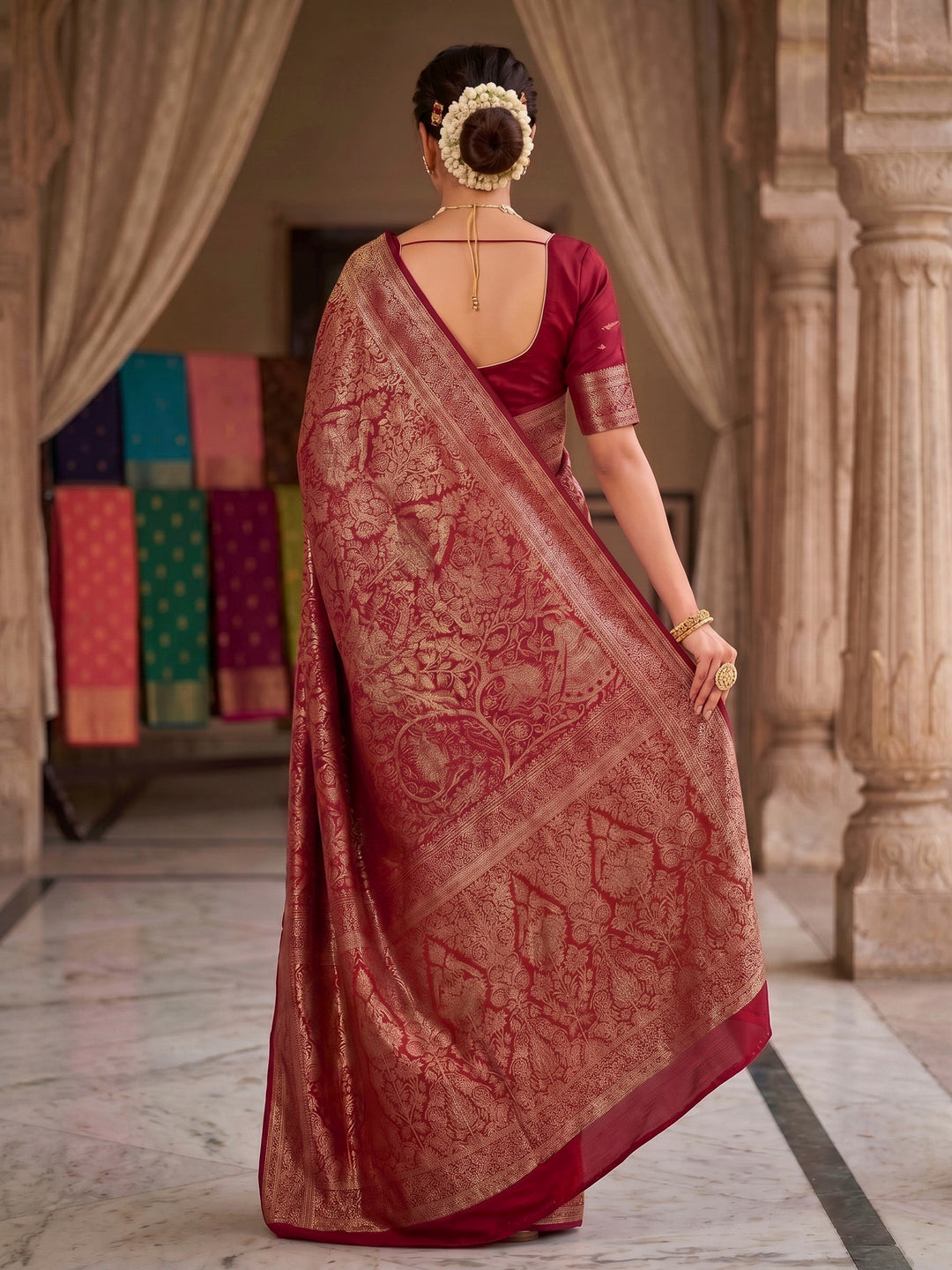 Red Woven Design Art Silk Kanjivaram Saree