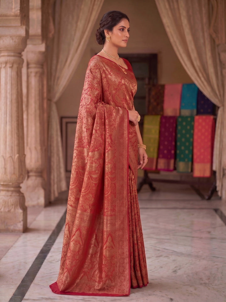 Red Woven Design Art Silk Kanjivaram Saree