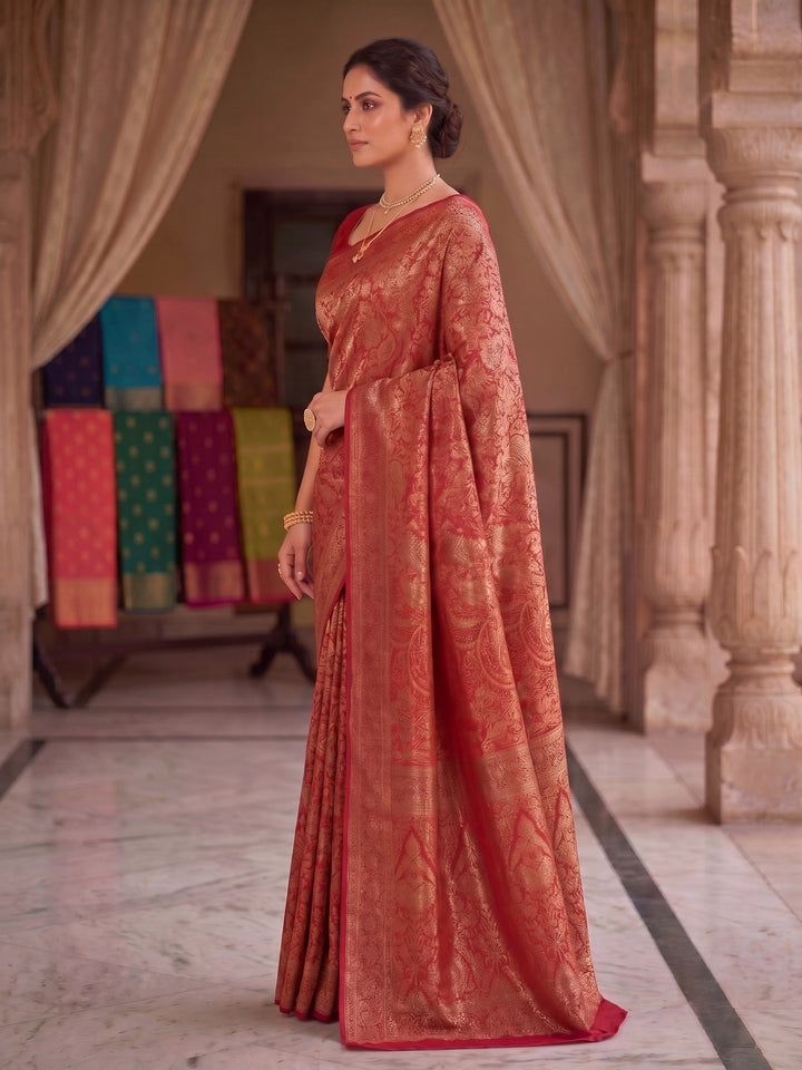 Red Woven Design Art Silk Kanjivaram Saree
