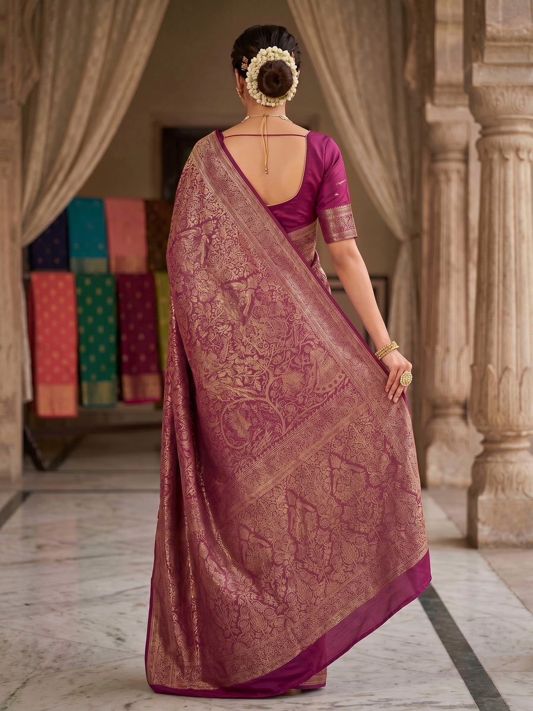 Maroon Woven Design Art Silk Kanjivaram Saree