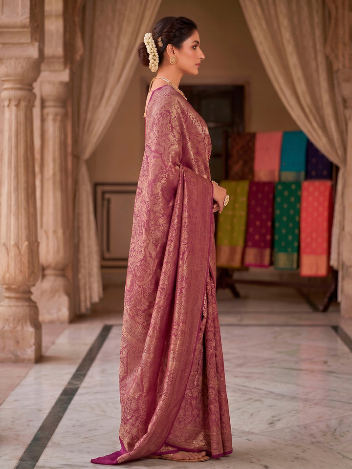 Maroon Woven Design Art Silk Kanjivaram Saree