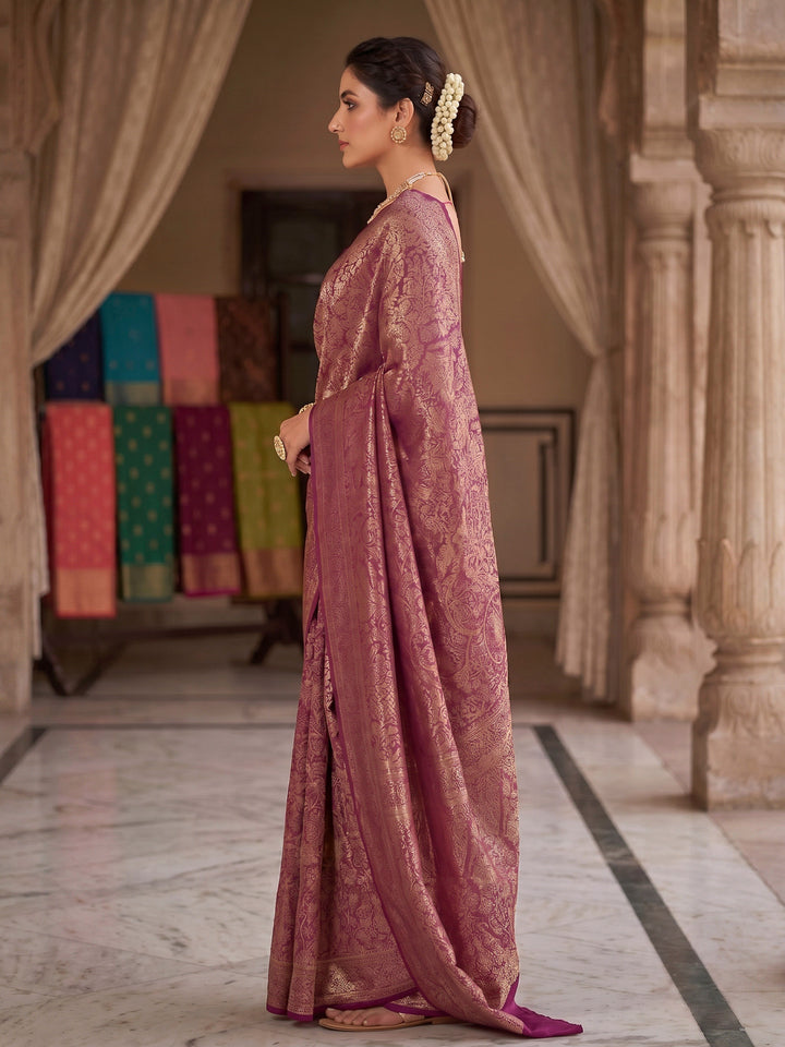 Maroon Woven Design Art Silk Kanjivaram Saree
