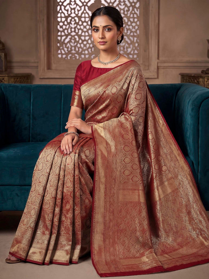 Red Woven Design Art Silk Kanjivaram Saree