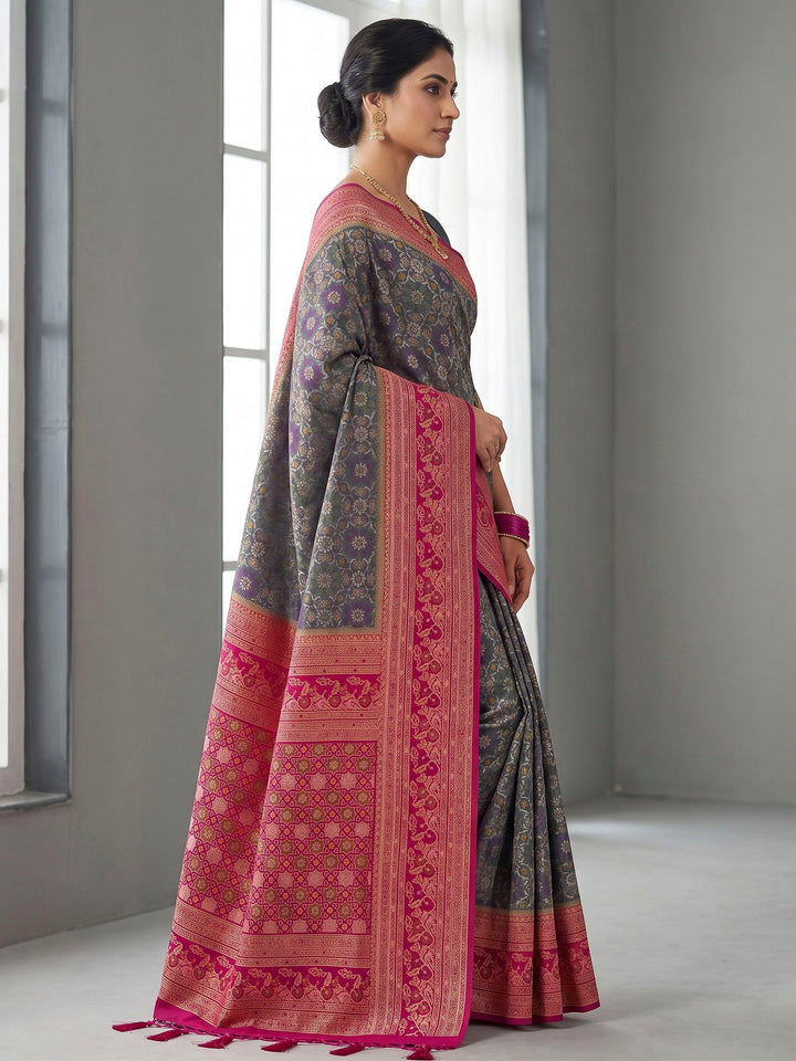 Grey Woven Design Art Silk Kanjivaram Saree