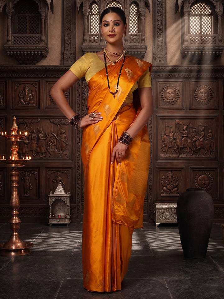 Mustard Woven Design Crape Saree