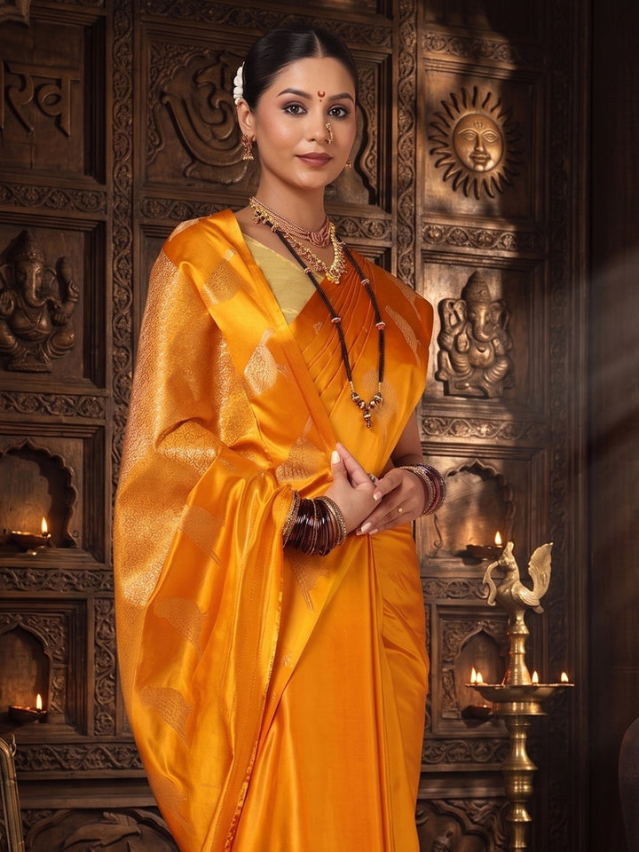 Mustard Woven Design Crape Saree