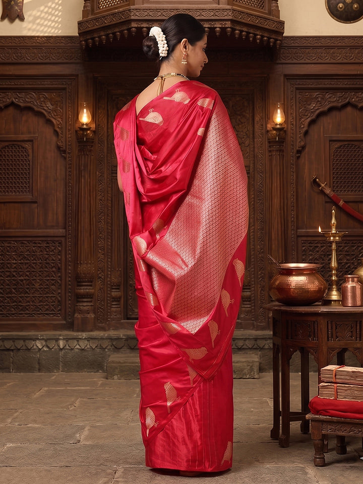 Rani Pink Woven Design Crape Saree