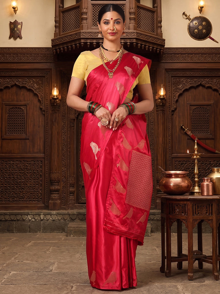 Rani Pink Woven Design Crape Saree