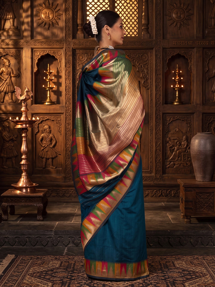 Dark Blue Woven Design Dola Silk Saree