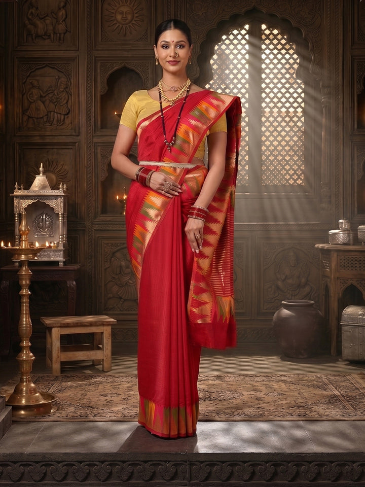 Red Woven Design Dola Silk Saree