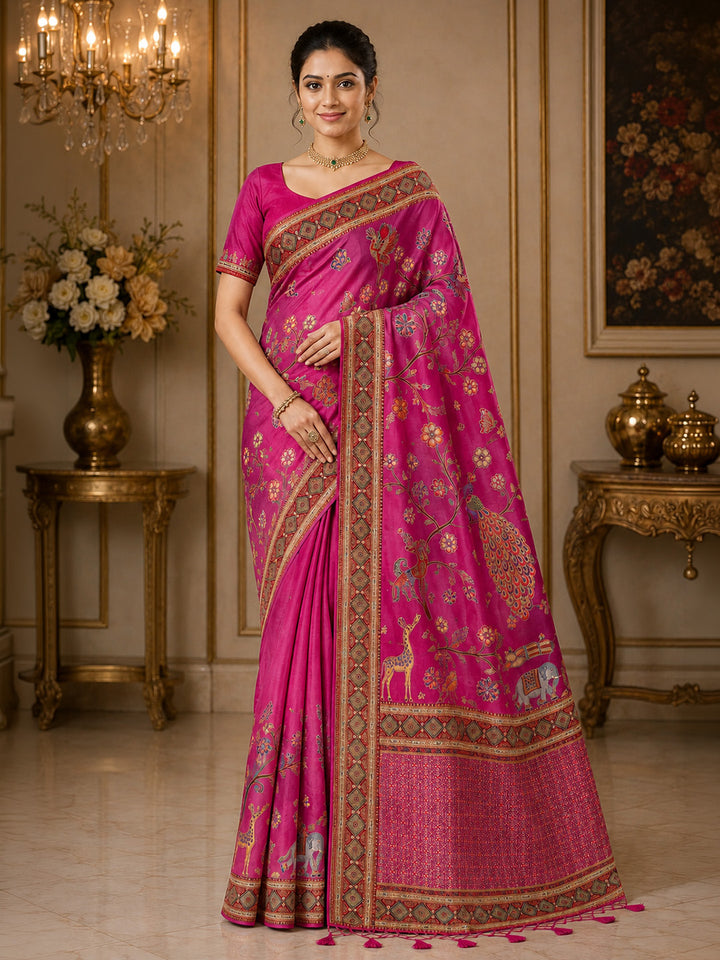 Rani Printed Art Silk Saree
