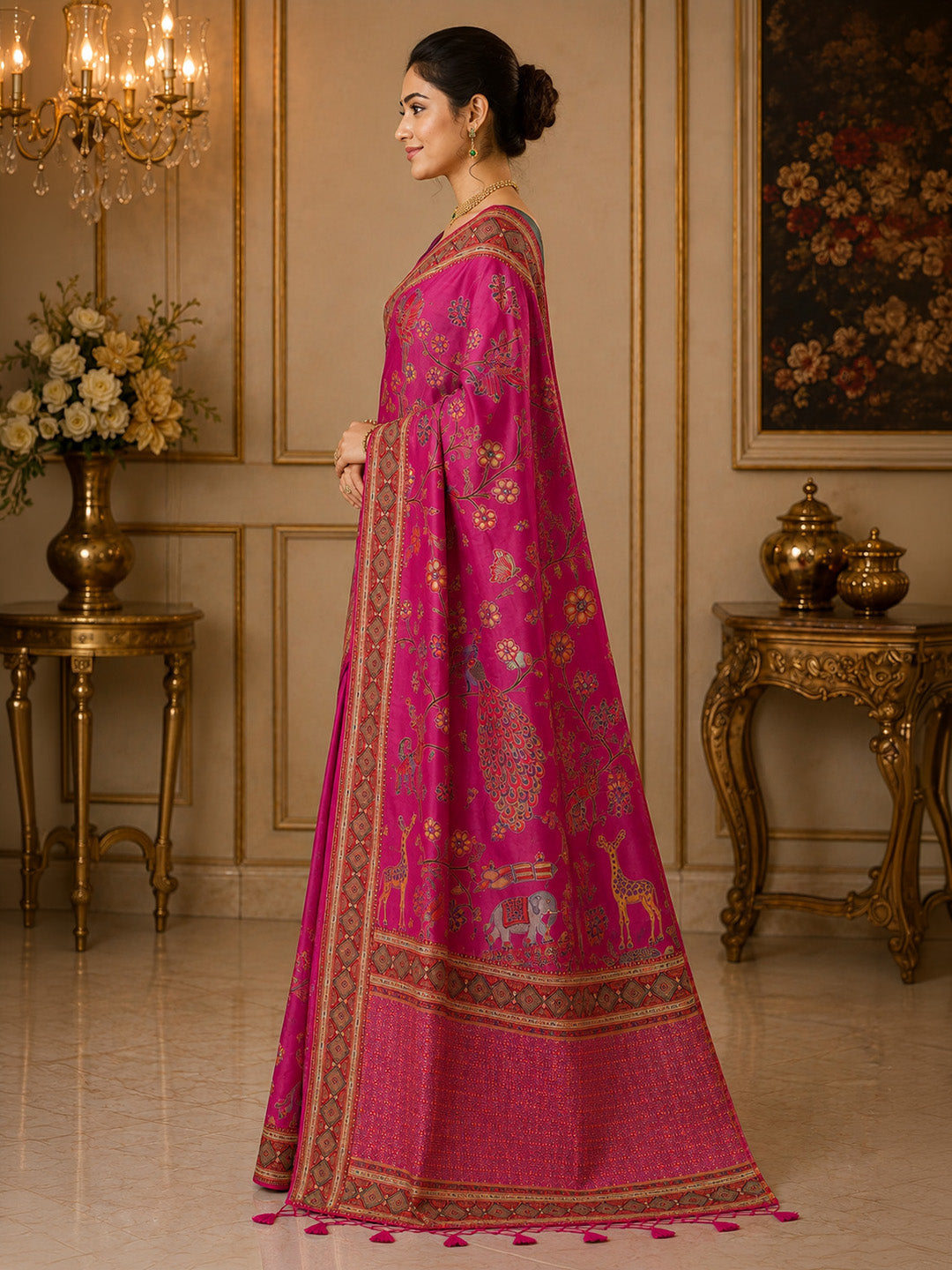 Rani Printed Art Silk Saree