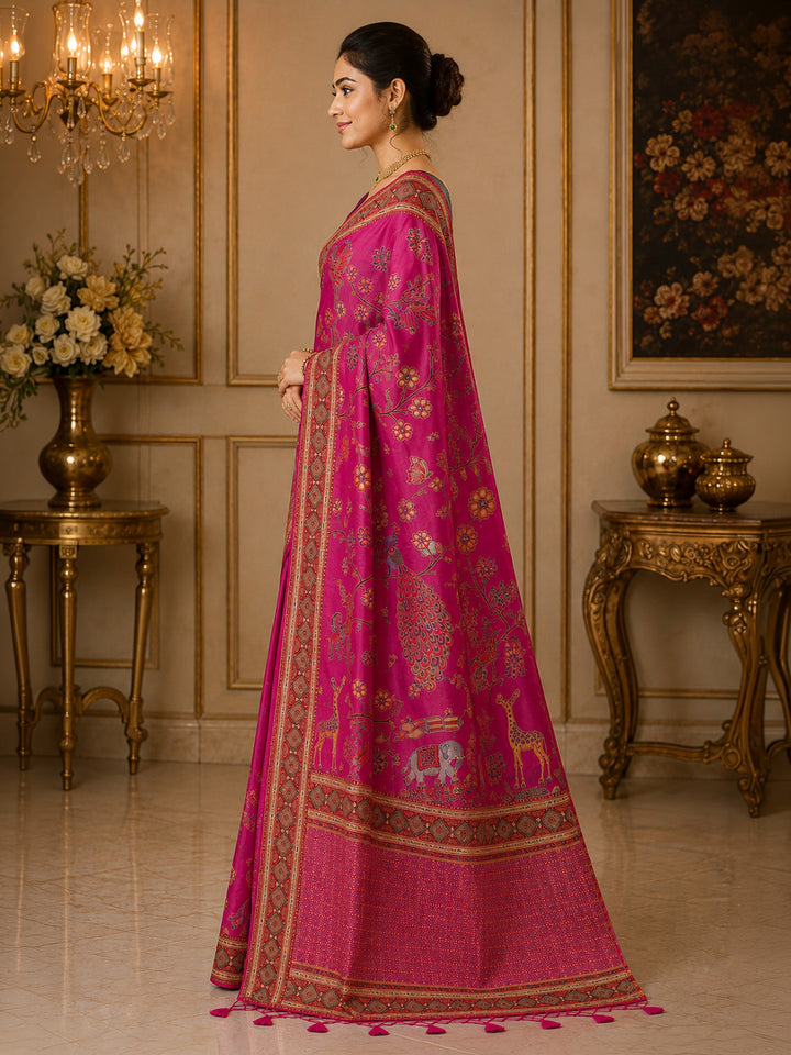 Rani Printed Art Silk Saree
