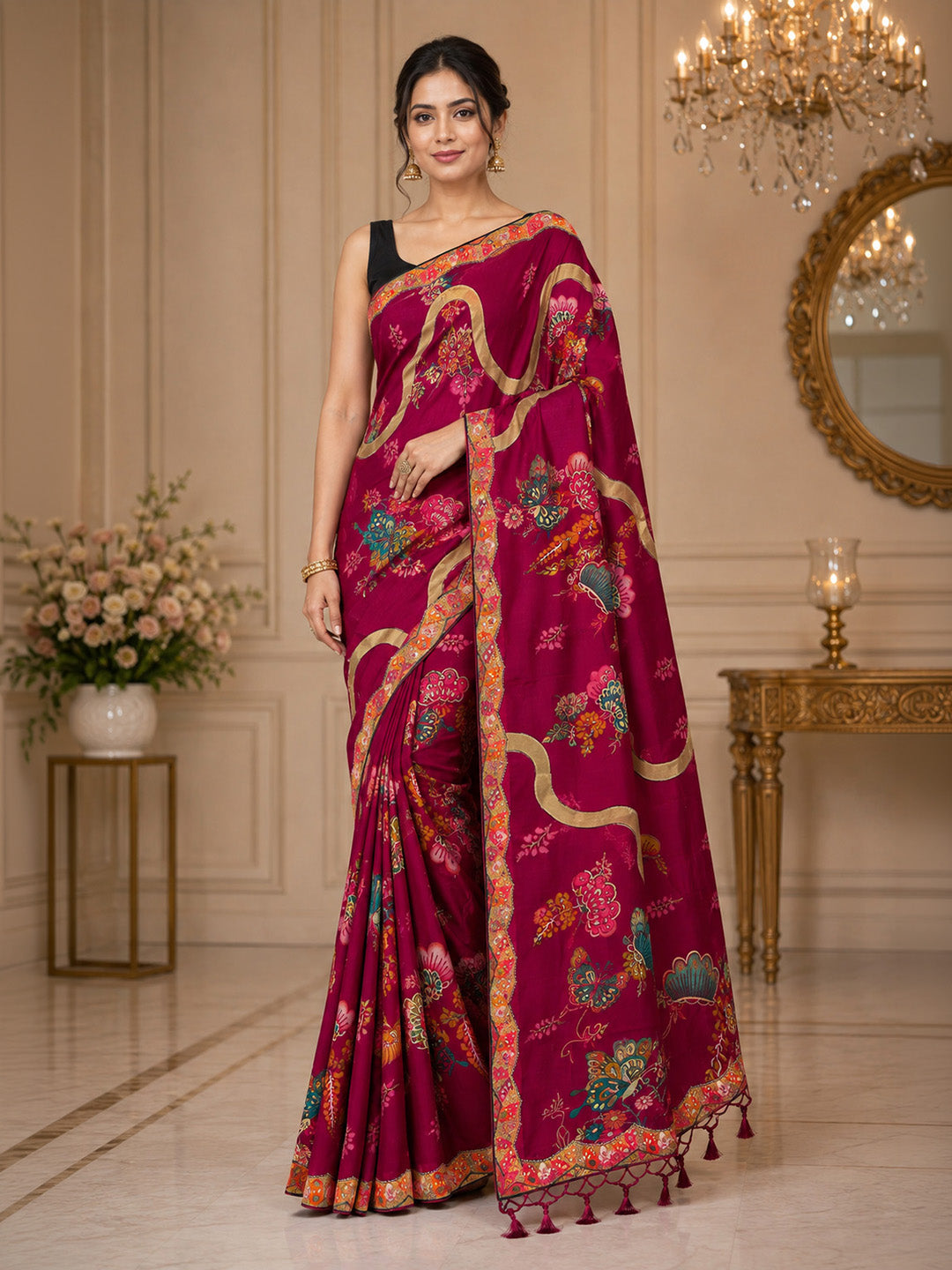 Rani Printed Art Silk Saree