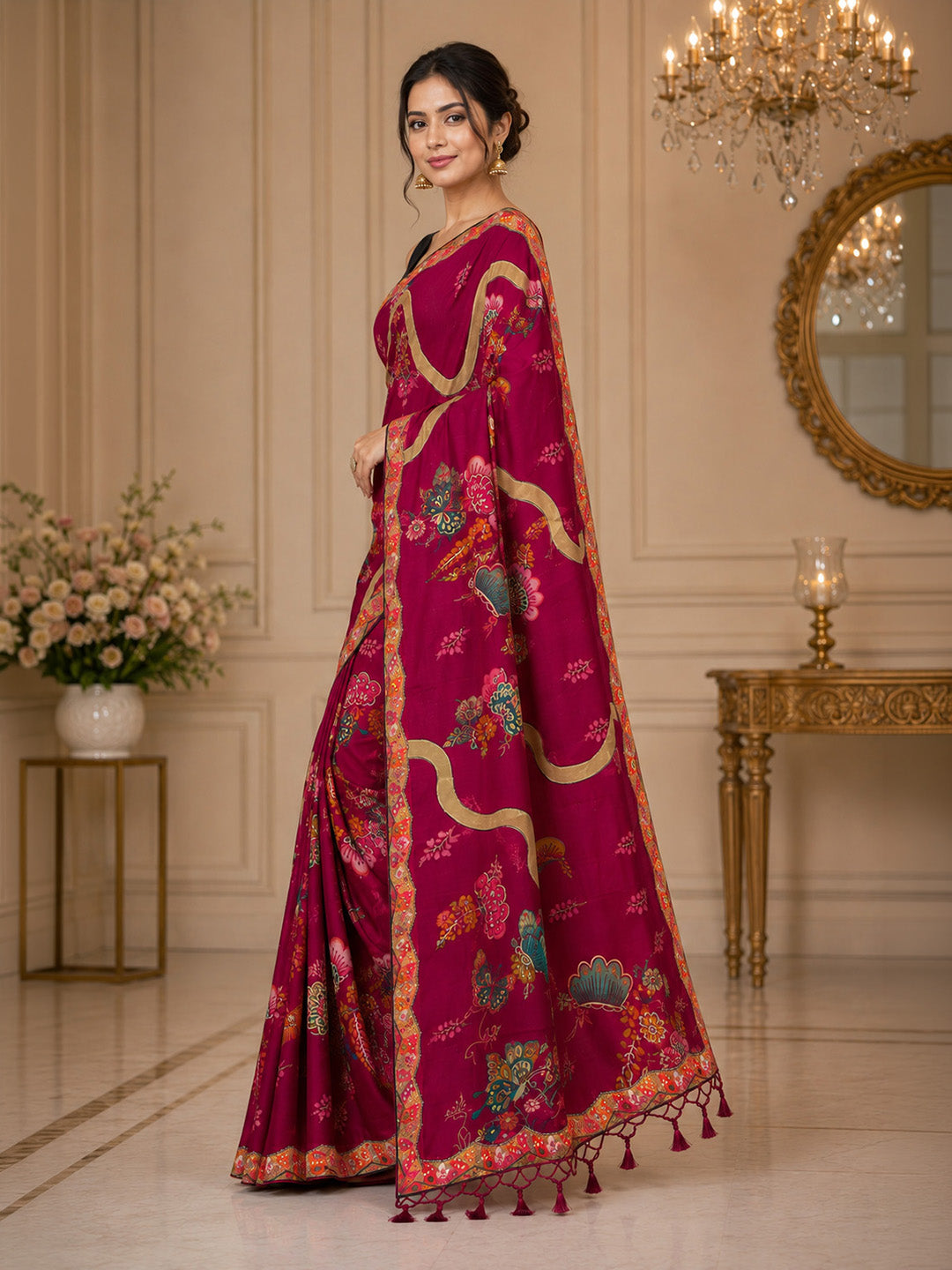 Rani Printed Art Silk Saree