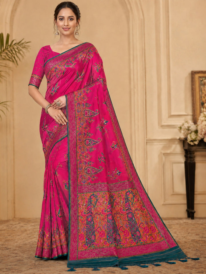 Rani Embroidered Art Silk Saree