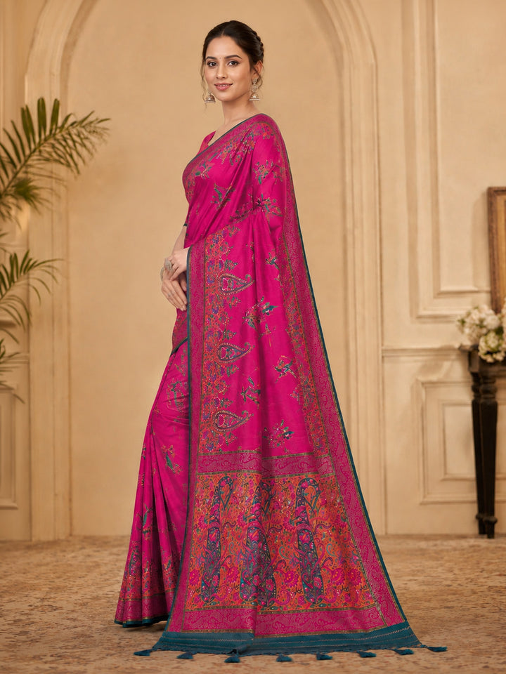 Rani Embroidered Art Silk Saree