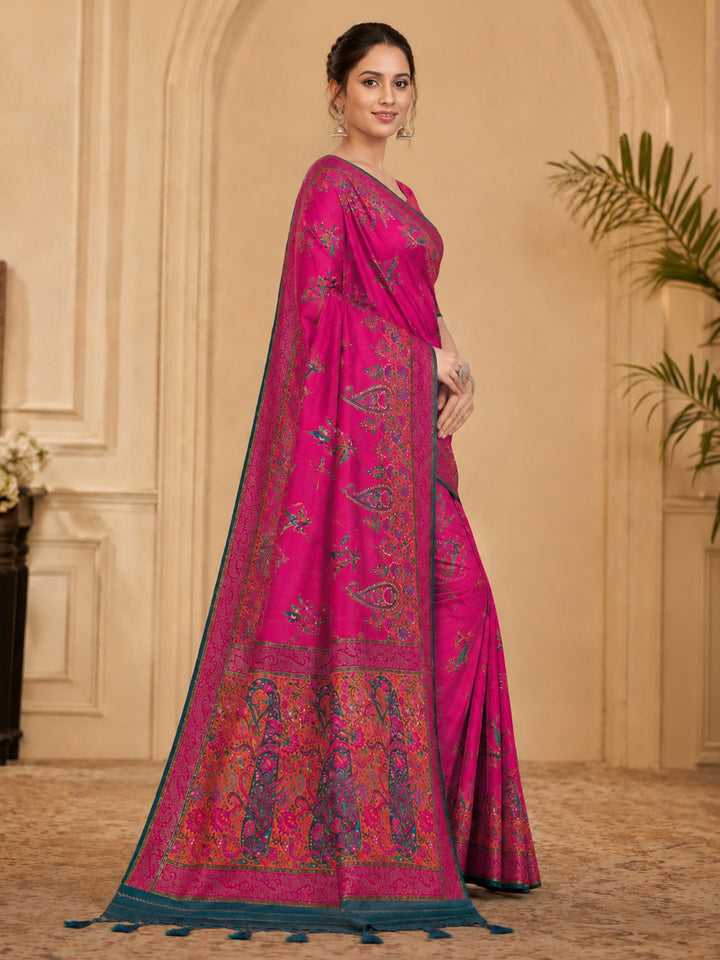 Rani Embroidered Art Silk Saree