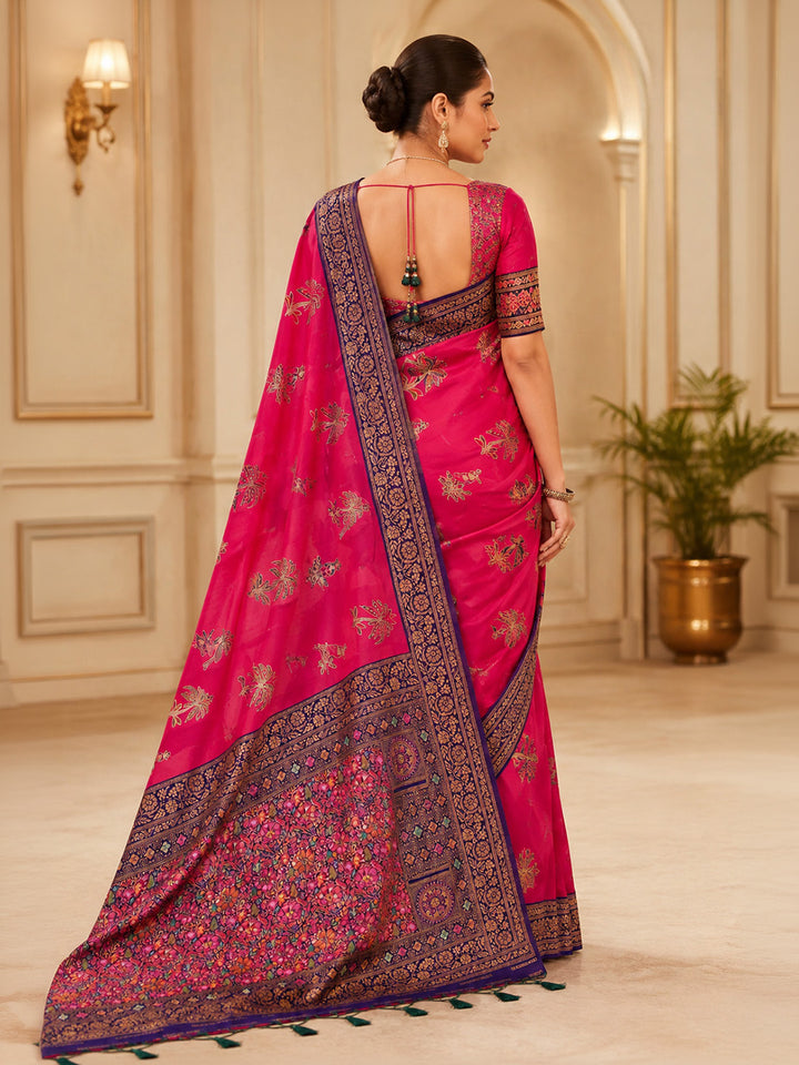 Rani Embroidered Art Silk Saree