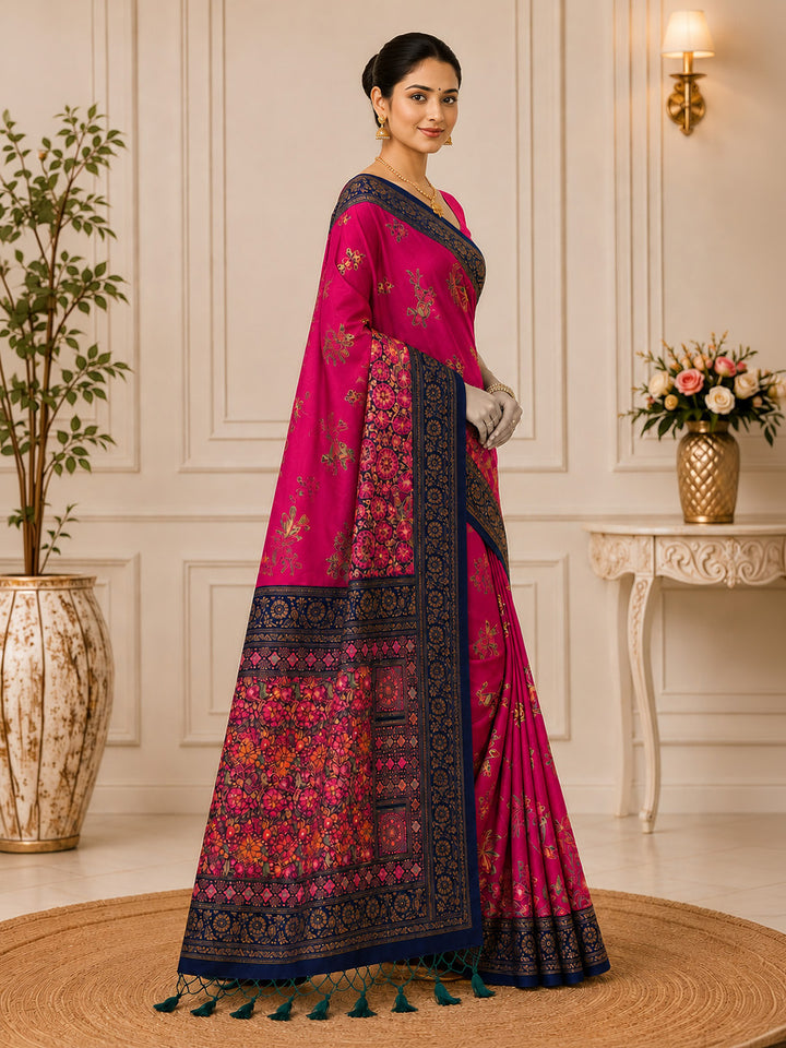 Rani Embroidered Art Silk Saree