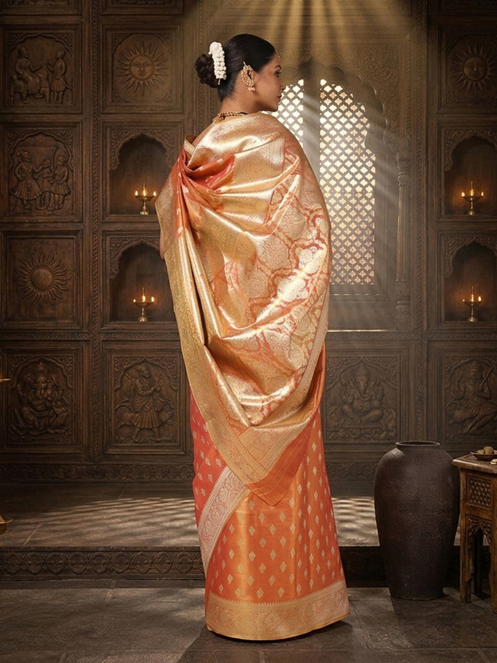 Peach Woven Design Viscoris Saree