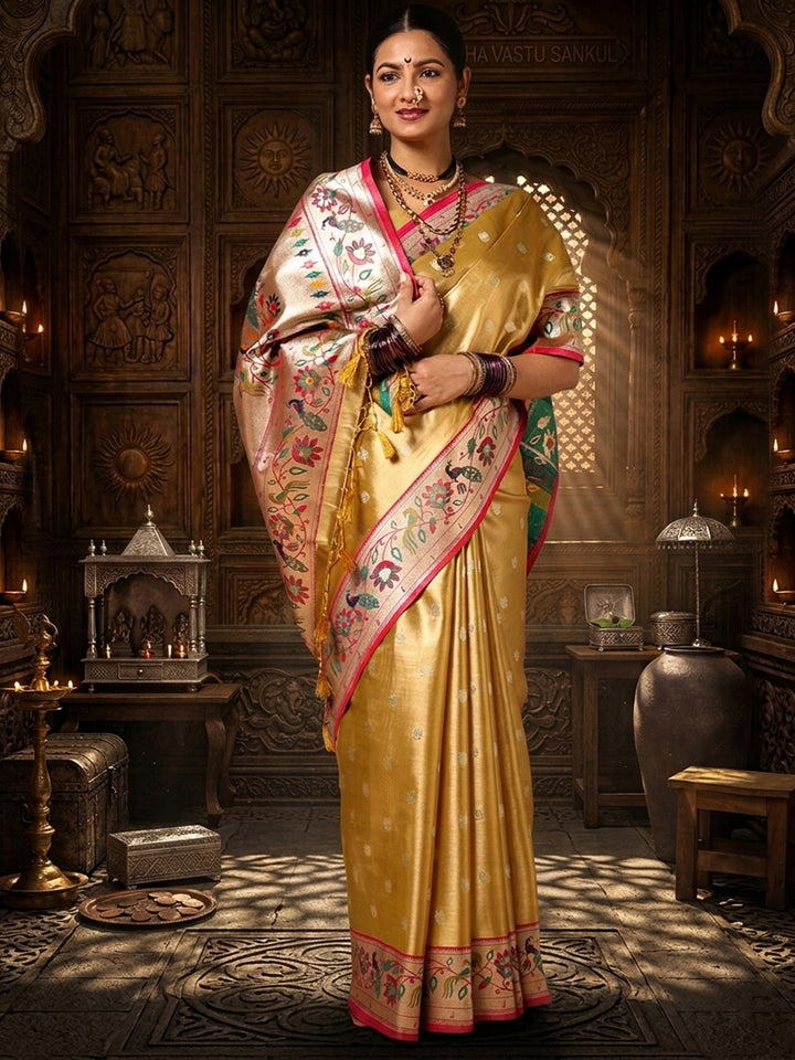 Gold Woven Design Viscoris Saree