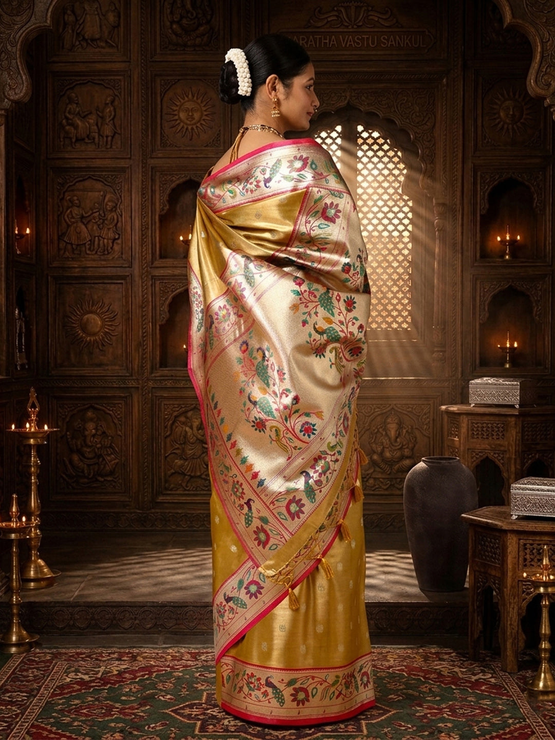 Gold Woven Design Viscoris Saree