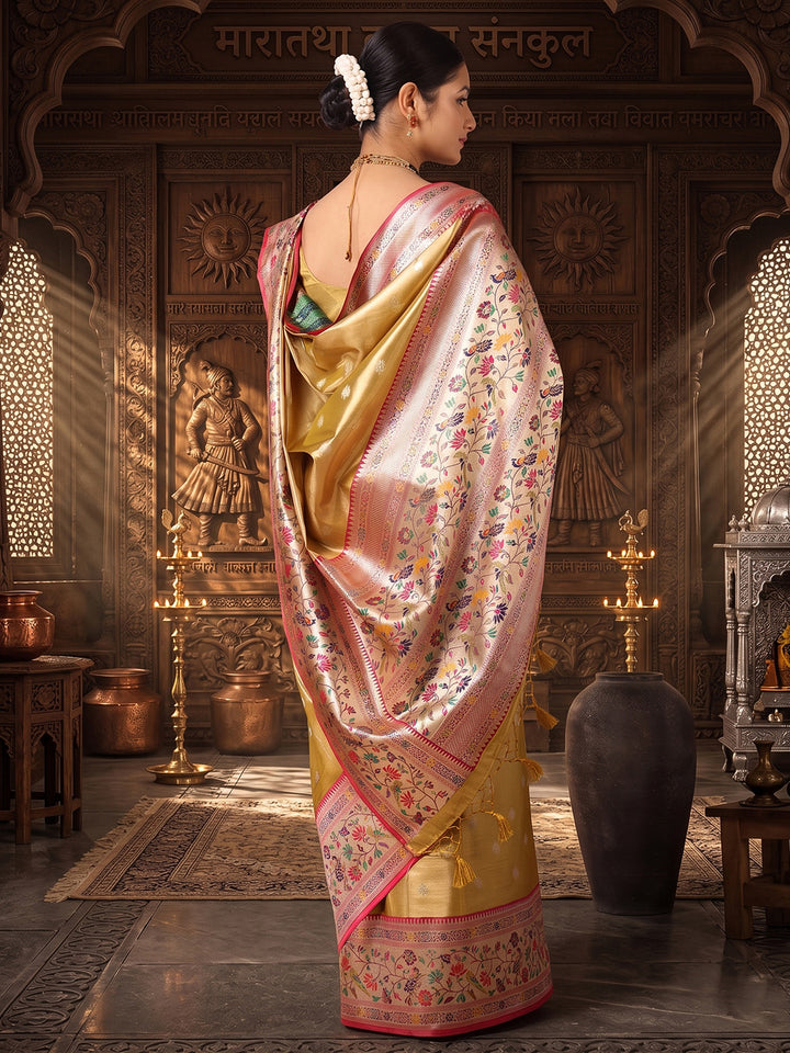 Gold Woven Design Viscoris Saree