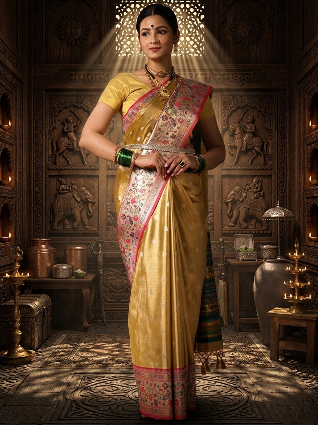 Gold Woven Design Viscoris Saree